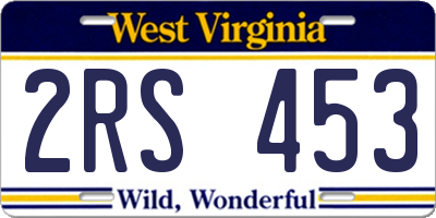 WV license plate 2RS453