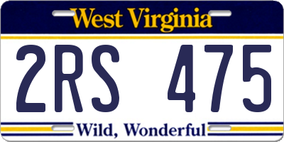 WV license plate 2RS475