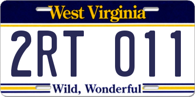 WV license plate 2RT011