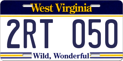 WV license plate 2RT050