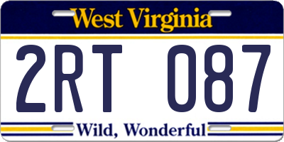 WV license plate 2RT087