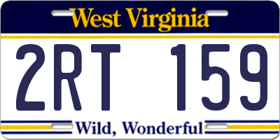 WV license plate 2RT159