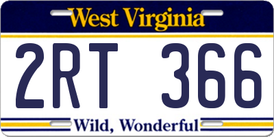 WV license plate 2RT366
