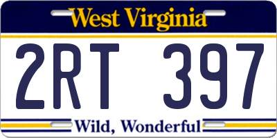 WV license plate 2RT397