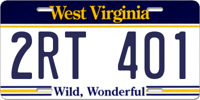 WV license plate 2RT401
