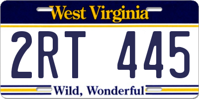 WV license plate 2RT445