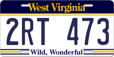 WV license plate 2RT473