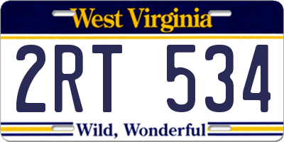 WV license plate 2RT534