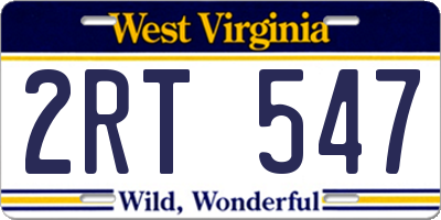 WV license plate 2RT547
