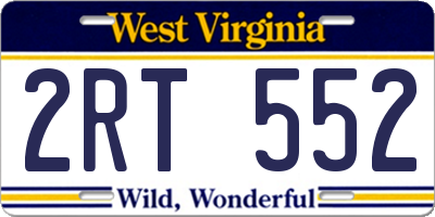 WV license plate 2RT552