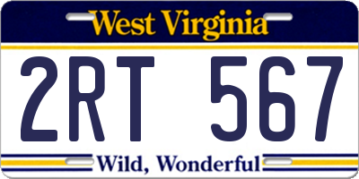 WV license plate 2RT567