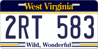 WV license plate 2RT583