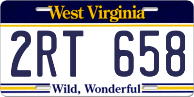 WV license plate 2RT658
