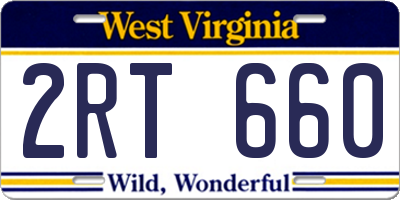 WV license plate 2RT660