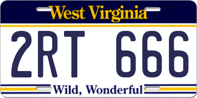 WV license plate 2RT666