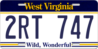 WV license plate 2RT747