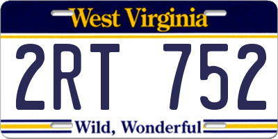 WV license plate 2RT752