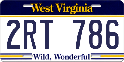 WV license plate 2RT786