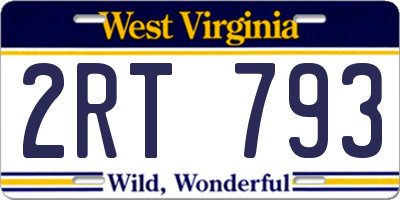 WV license plate 2RT793