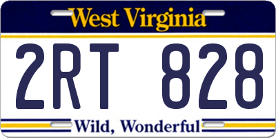 WV license plate 2RT828