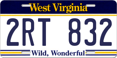 WV license plate 2RT832