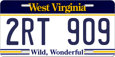 WV license plate 2RT909