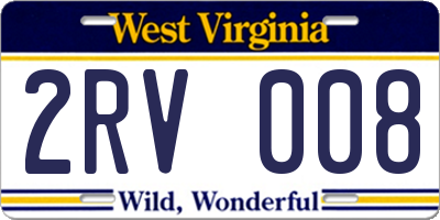 WV license plate 2RV008