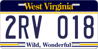 WV license plate 2RV018