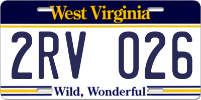 WV license plate 2RV026
