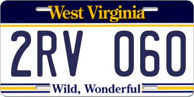 WV license plate 2RV060
