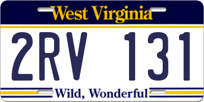 WV license plate 2RV131