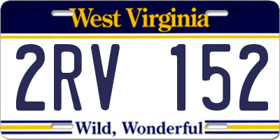 WV license plate 2RV152