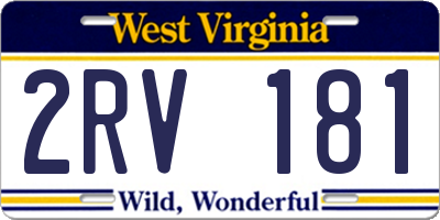 WV license plate 2RV181