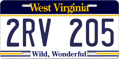 WV license plate 2RV205