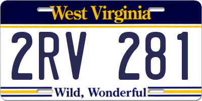 WV license plate 2RV281