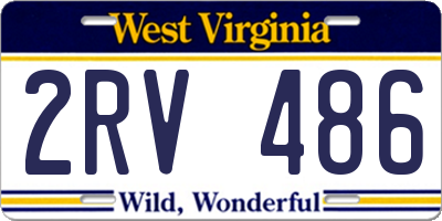 WV license plate 2RV486