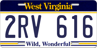 WV license plate 2RV616