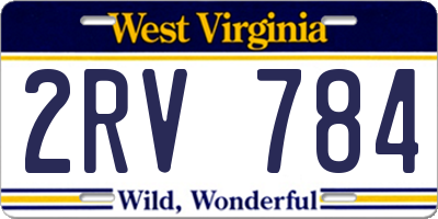 WV license plate 2RV784