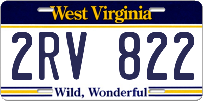 WV license plate 2RV822