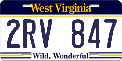 WV license plate 2RV847