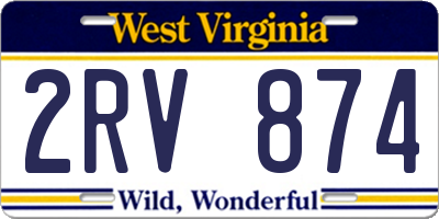 WV license plate 2RV874