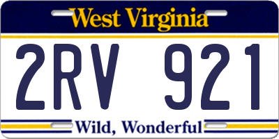 WV license plate 2RV921