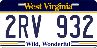 WV license plate 2RV932