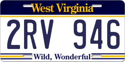 WV license plate 2RV946