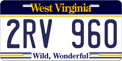 WV license plate 2RV960