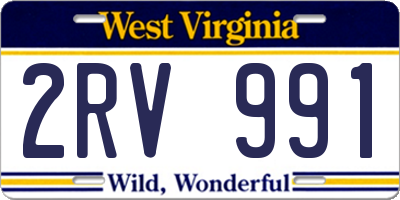 WV license plate 2RV991