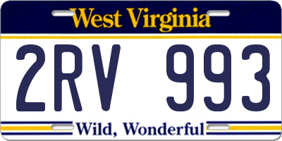 WV license plate 2RV993