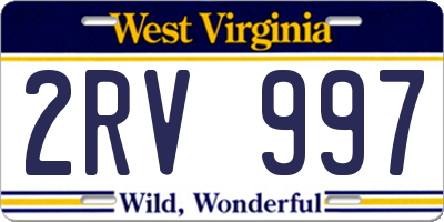 WV license plate 2RV997