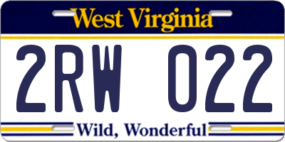 WV license plate 2RW022