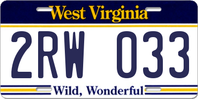 WV license plate 2RW033